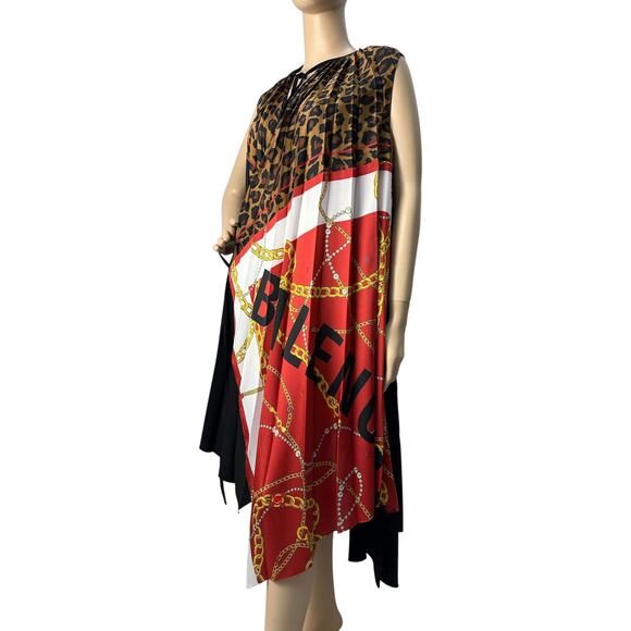 BALENCIAGA Floral & Logo Print Scarf Dress In Multicolor - Picture 6 of 7